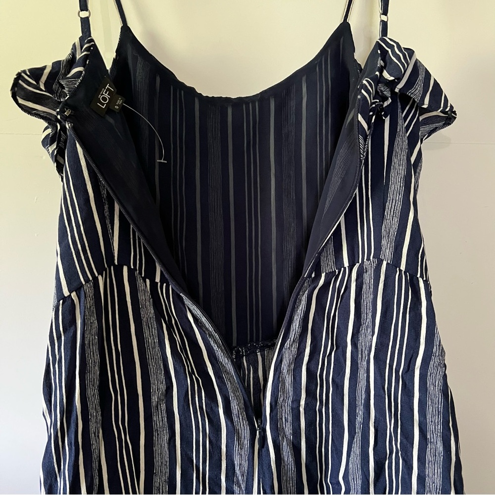 NWOT Loft Blue & White Striped Romper Shortalls With Pockets Size 0 Nautical - Picture 5 of 10